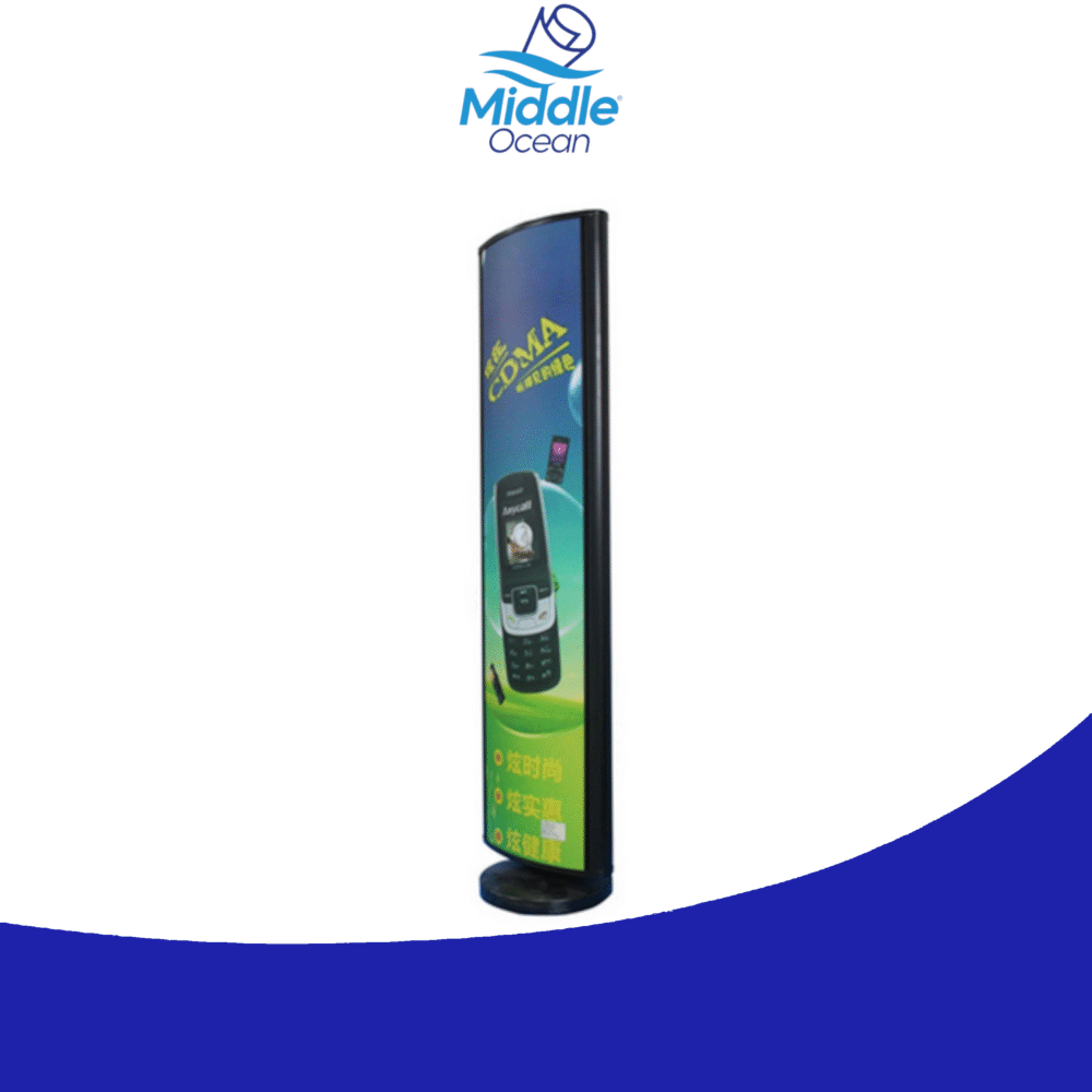 Double-sided rotating illuminated advertising stand